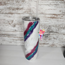 Load image into Gallery viewer, Pink, Teal &amp; Purple Marble 30 oz Skinny Tumbler
