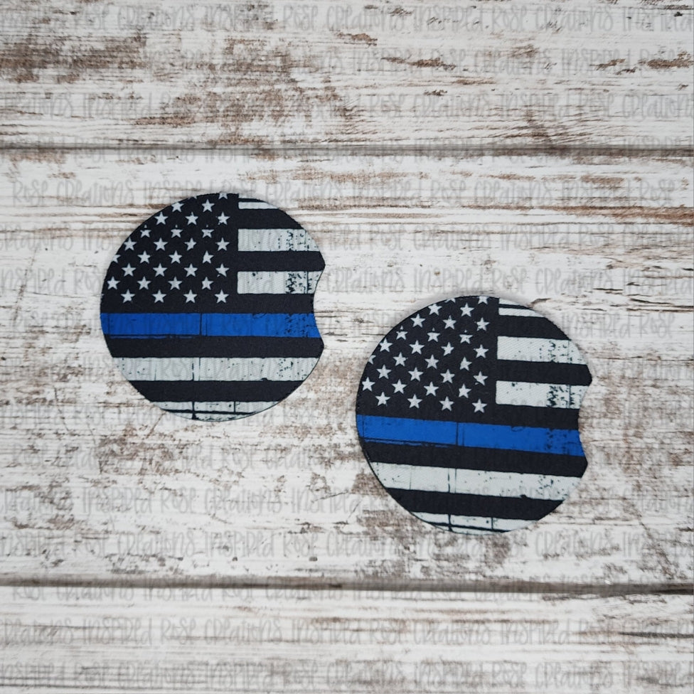 Thin Blue Line Car Coaster