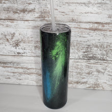 Load image into Gallery viewer, Blue and Green Splatter 30 oz Skinny Tumbler
