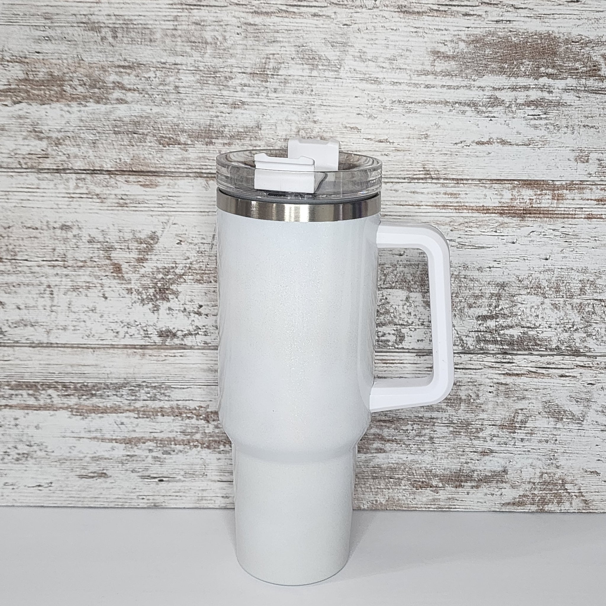 Shimmer White 40 oz w/ Handle Tumbler