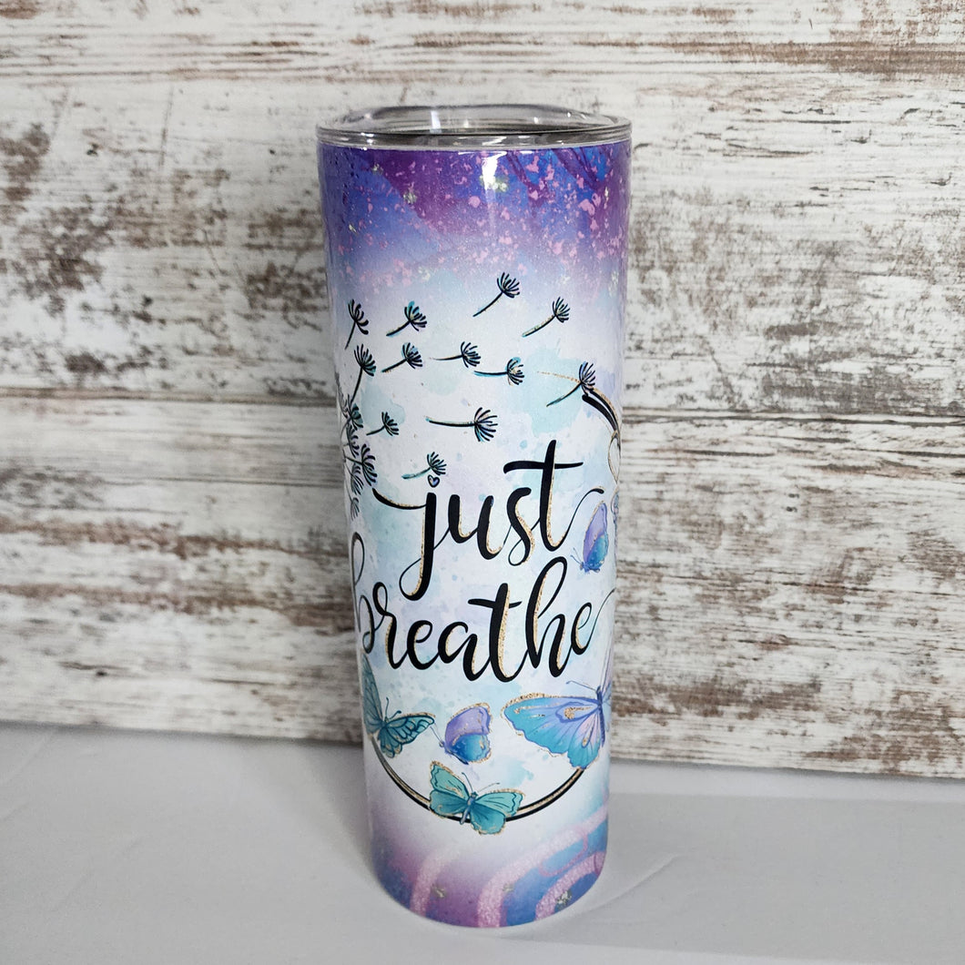 Just Breathe 20 oz Skinny Sub Shimmer Tumbler