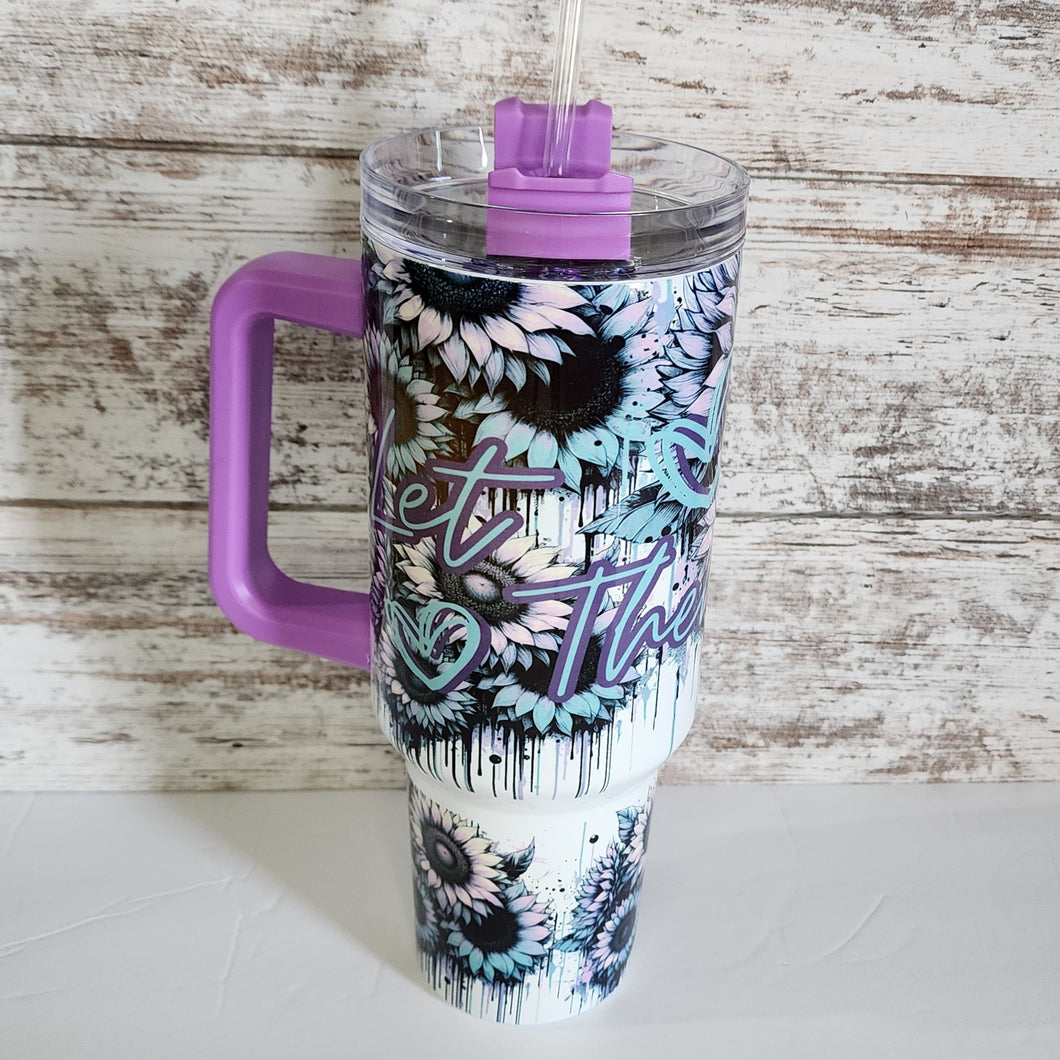 40 oz Purple handle Let Them Tumbler