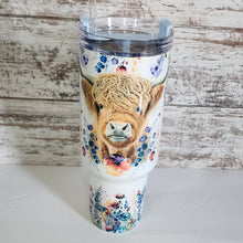 Load image into Gallery viewer, 40 oz Blue handle with Highland Cow Tumbler
