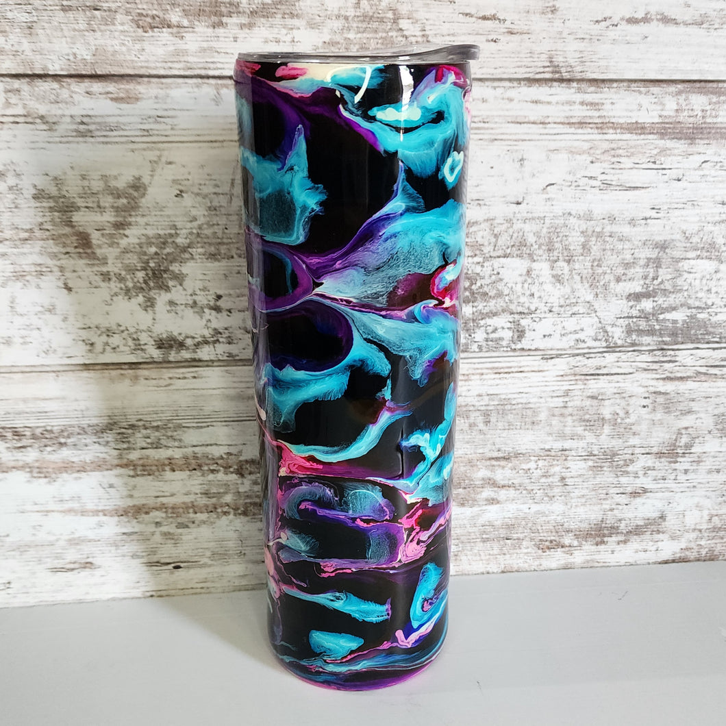 Pink, Purple, & Blue Alcohol Ink 30 oz Skinny Tumbler