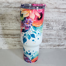 Load image into Gallery viewer, 40 oz Pink handle with Flowers Tumbler
