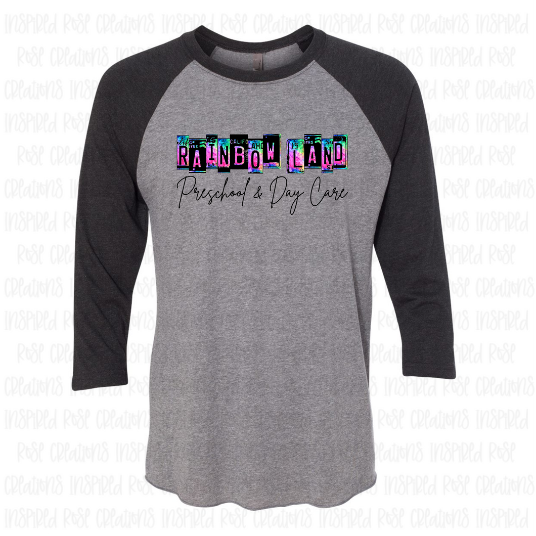 PREORDER CLOSES 9/3 (Expected 10/11) RAINBOW LAND License Plate ADULT 3/4 Sleeve Raglan