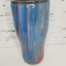 Load image into Gallery viewer, Acrylic Paint Pour Red/Blue 30 oz. Modern Tumbler
