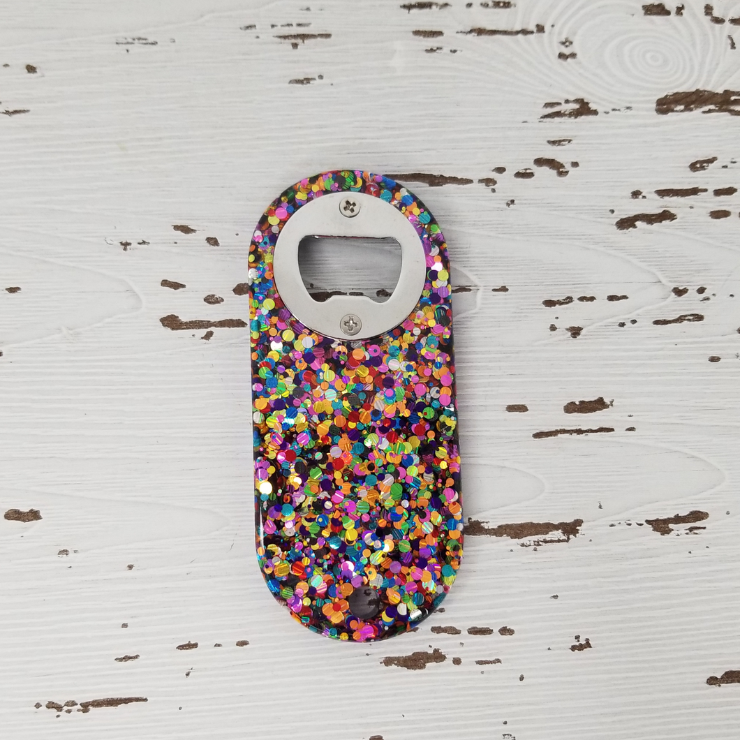 Rainbow Glitter Bottle Opener