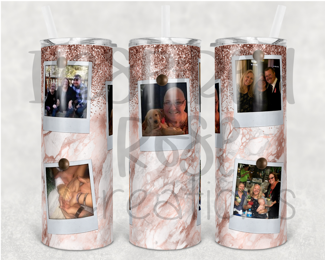 PREORDER Rose Gold Marble  Photo 20 oz Skinny Tumbler